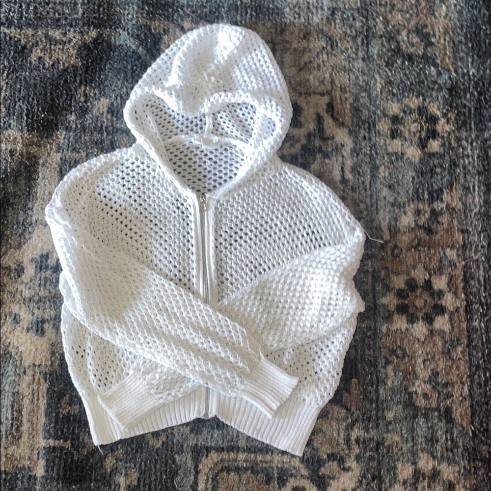 Charlotte Russe White Mesh Hoodie